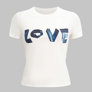 NWT Micas White Love Graphic Women's Top, Large
